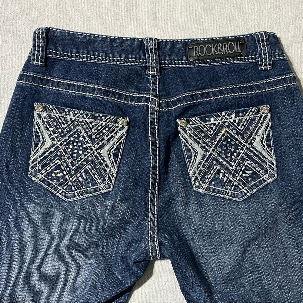 Rock‎ & Roll Cowgirl Women's 28x31 Embellished Stones Mid Rise Bootcut Jeans